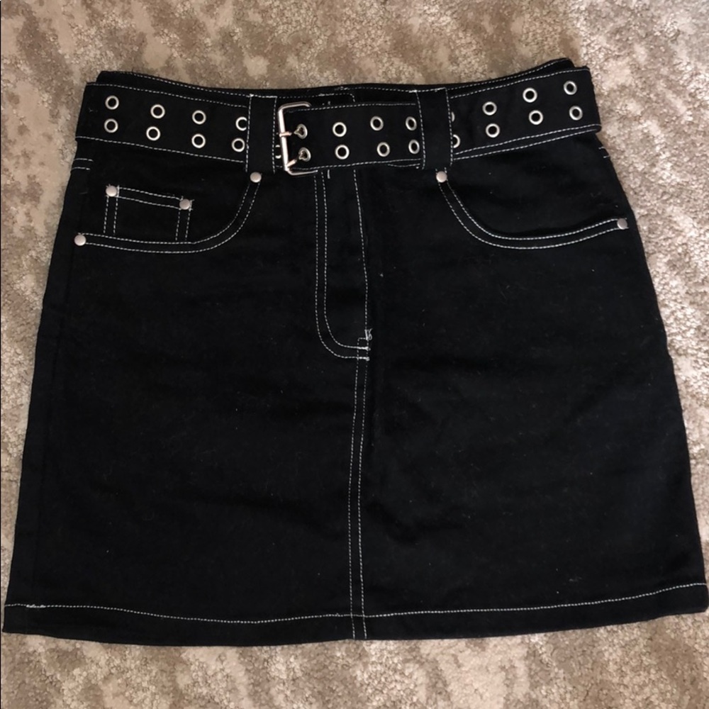 Black Pencil Skirt with Belt